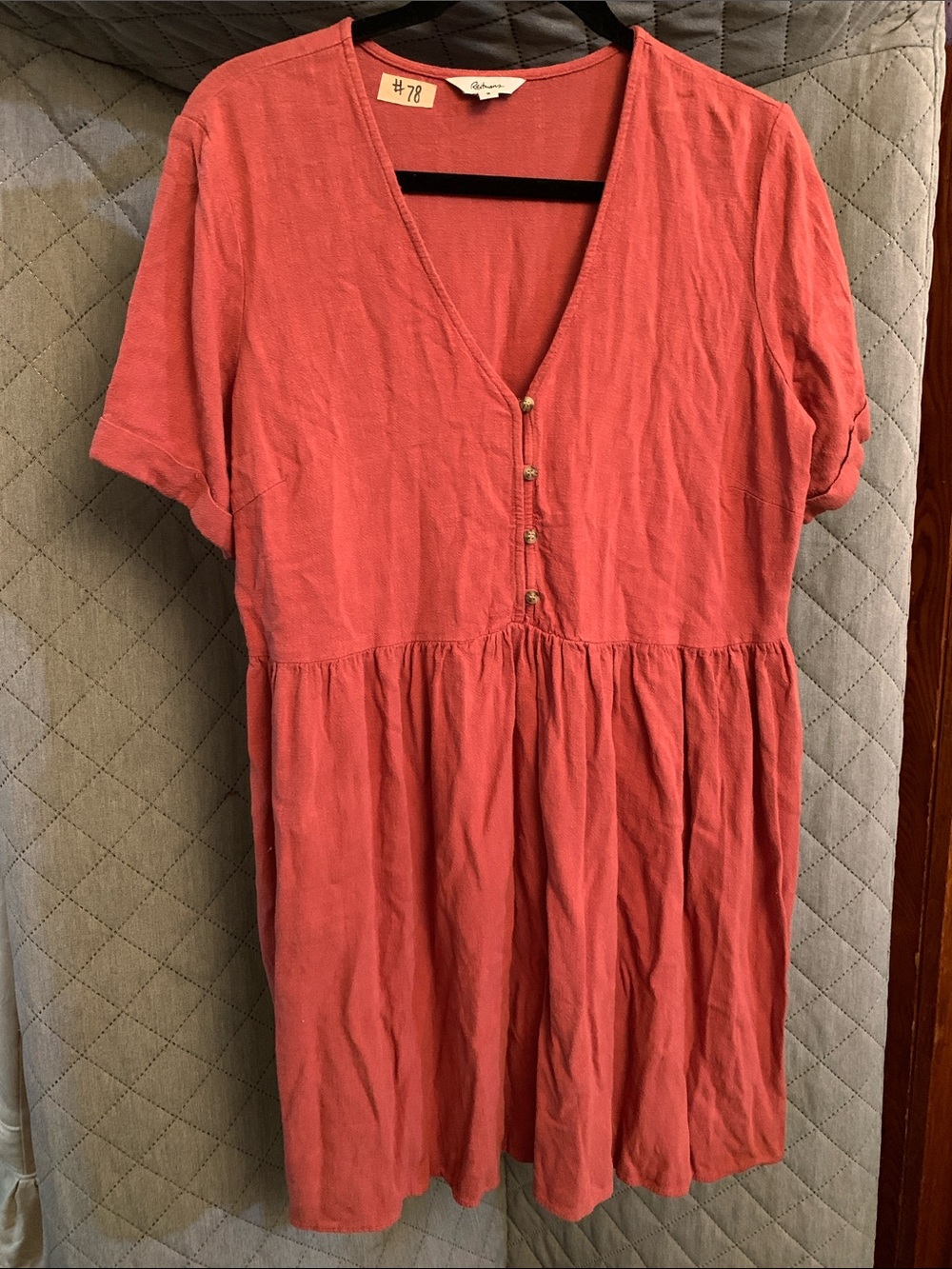 #78 Reitmans Rust V-Neck Button Front Tunic Dress